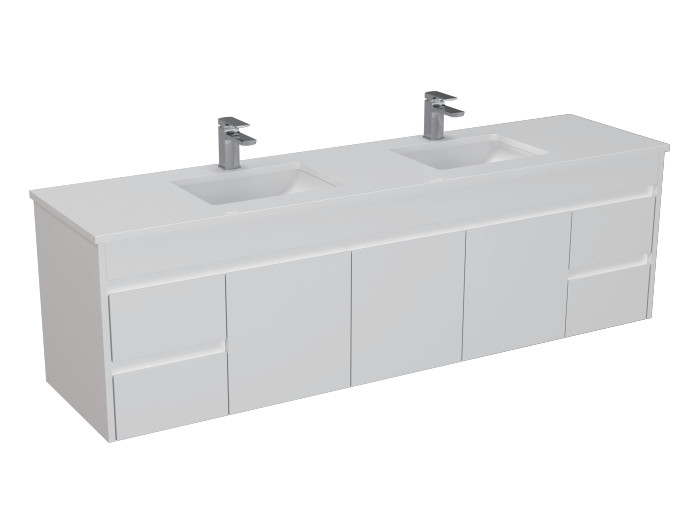 Polar 1800mm PVC Double Bowl Wall Hung Vanity