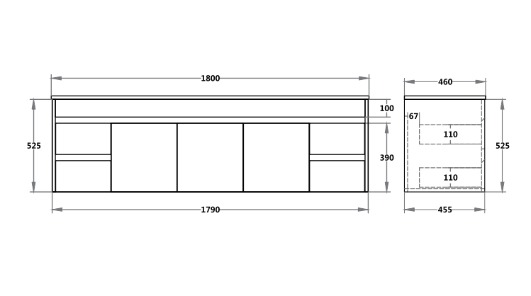 Polar 1800mm PVC Double Bowl Wall Hung Vanity