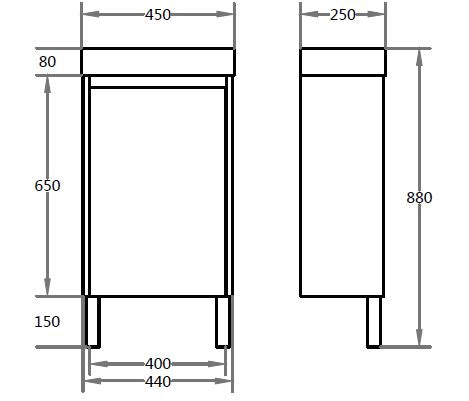 Polar PVC Mini Freestanding Vanity - Left Hinge