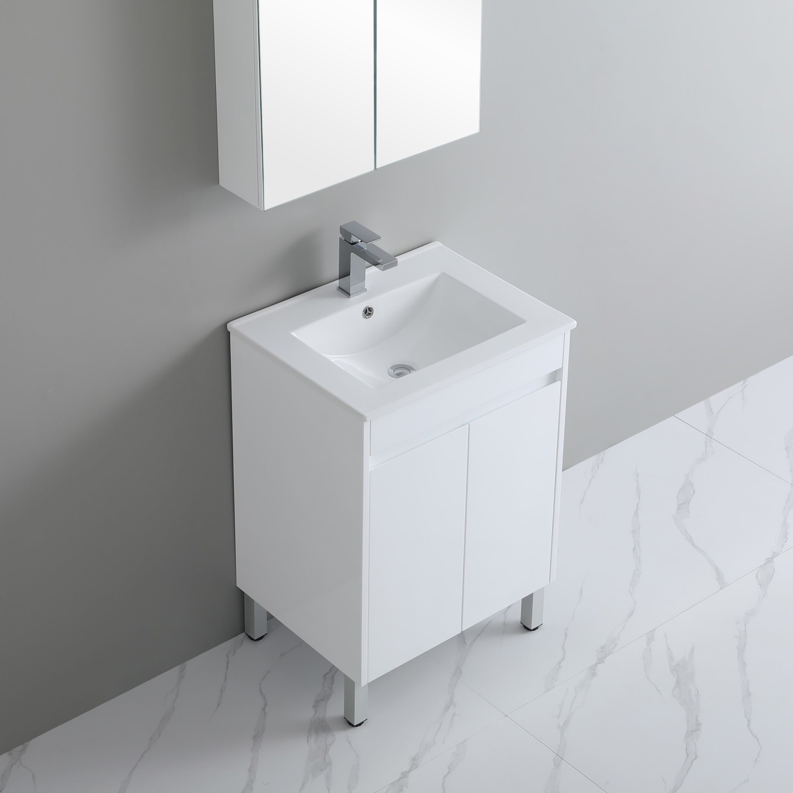 Polar 600mm PVC Slim Freestanding Vanity