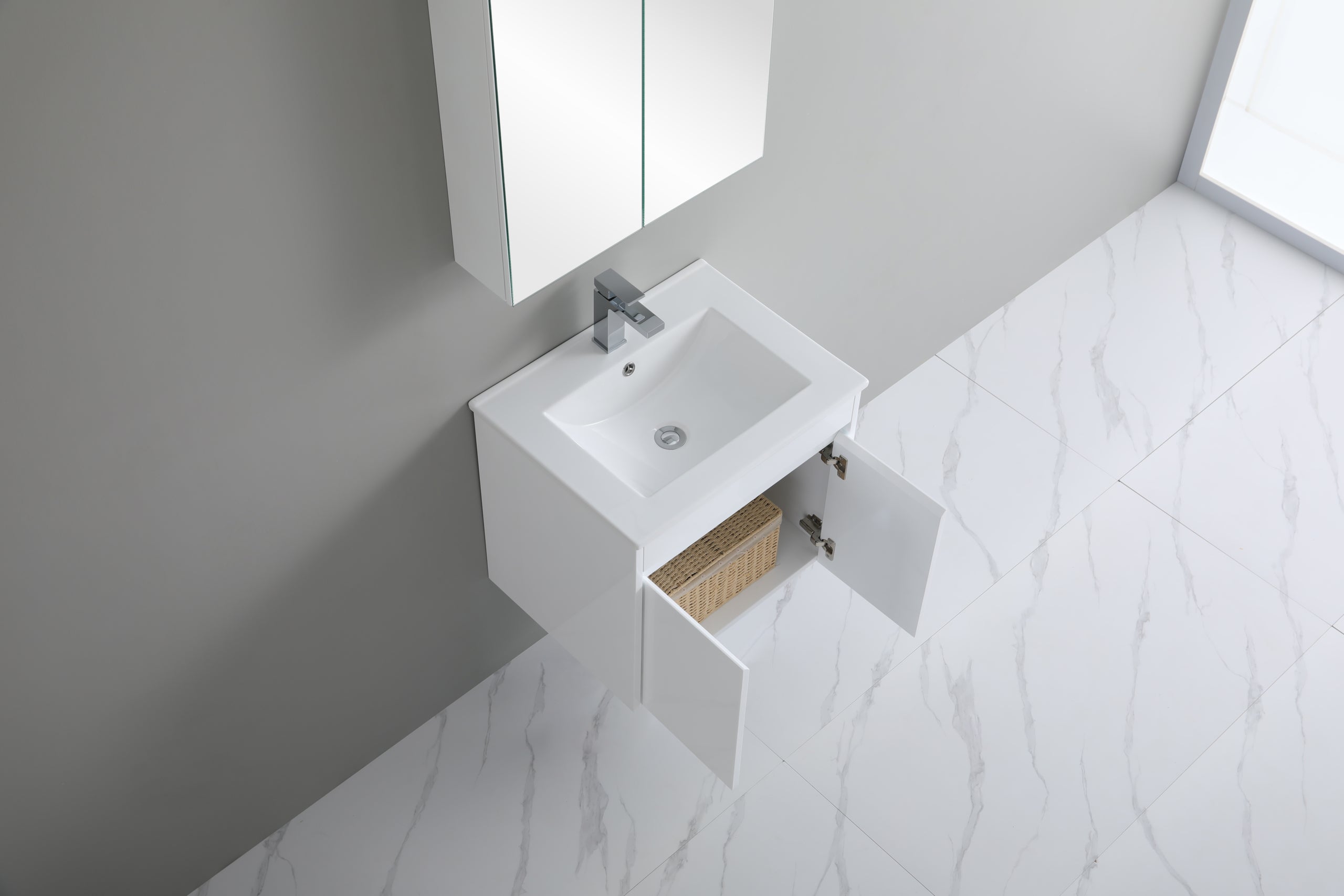 Polar 600mm PVC Slim Wall Hung Vanity