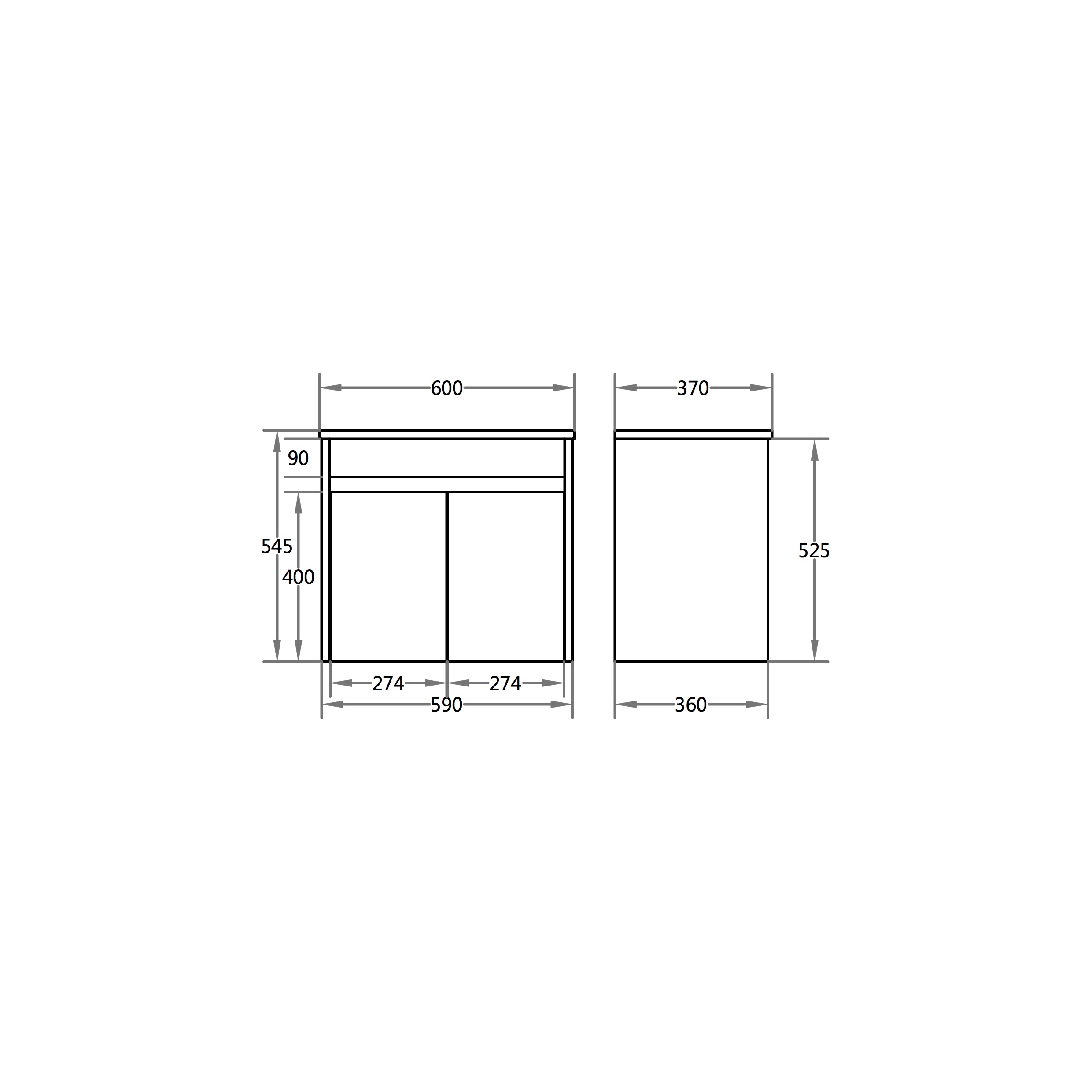 Polar 600mm PVC Slim Wall Hung Vanity