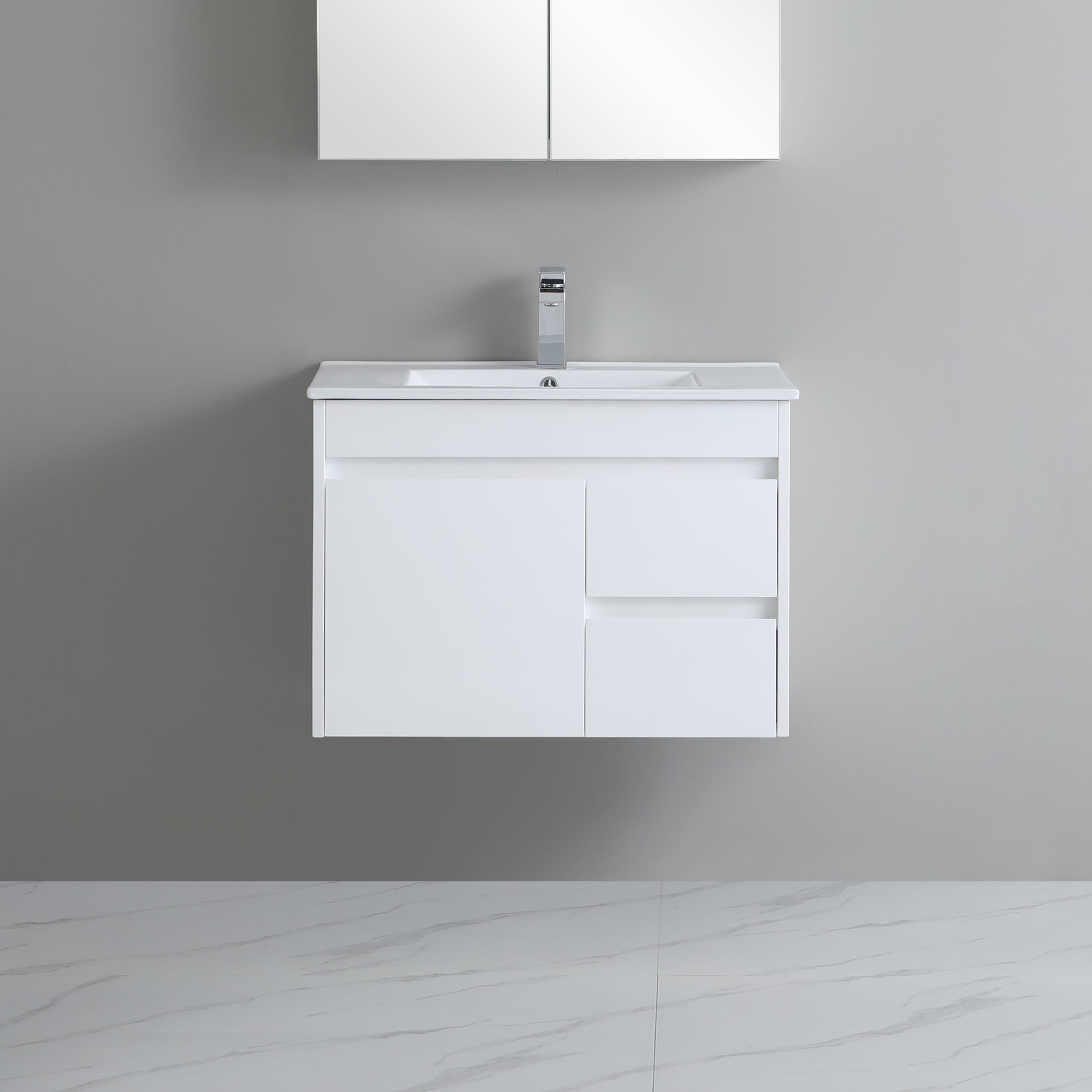 Polar 750mm PVC Slim Wall Hung Vanity Right Hand Drawers