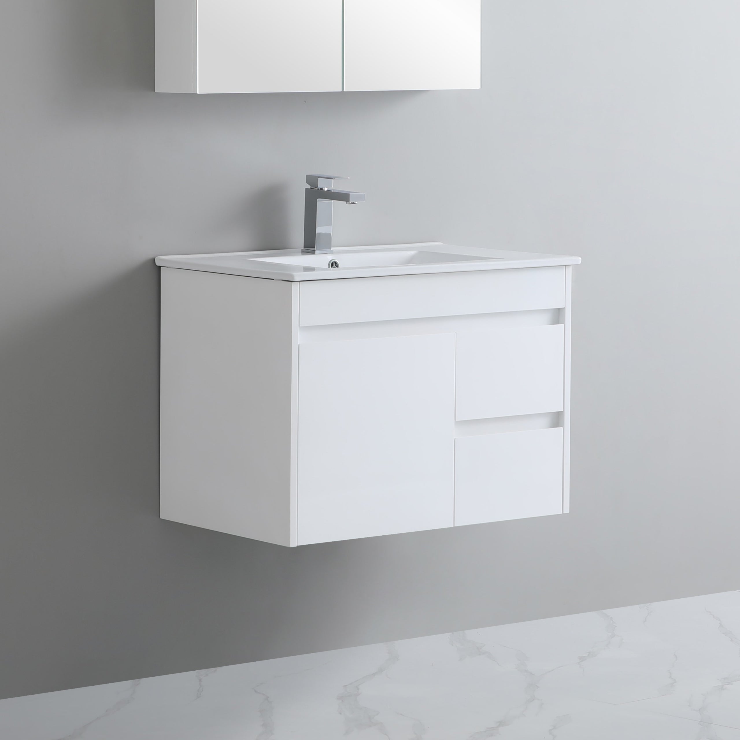 Polar 750mm PVC Slim Wall Hung Vanity Right Hand Drawers