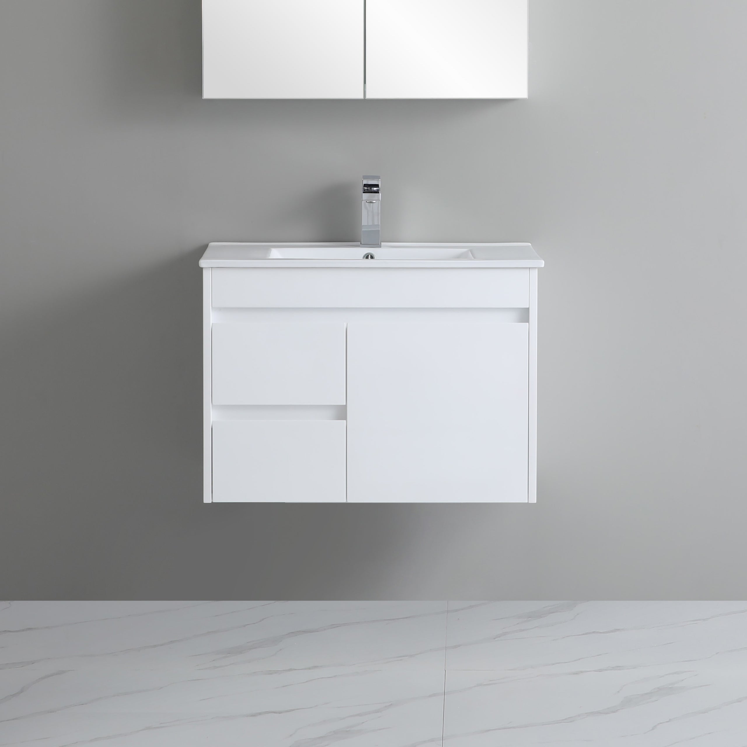 Polar 750mm PVC Wall Hung Vanity Left Hand Drawers