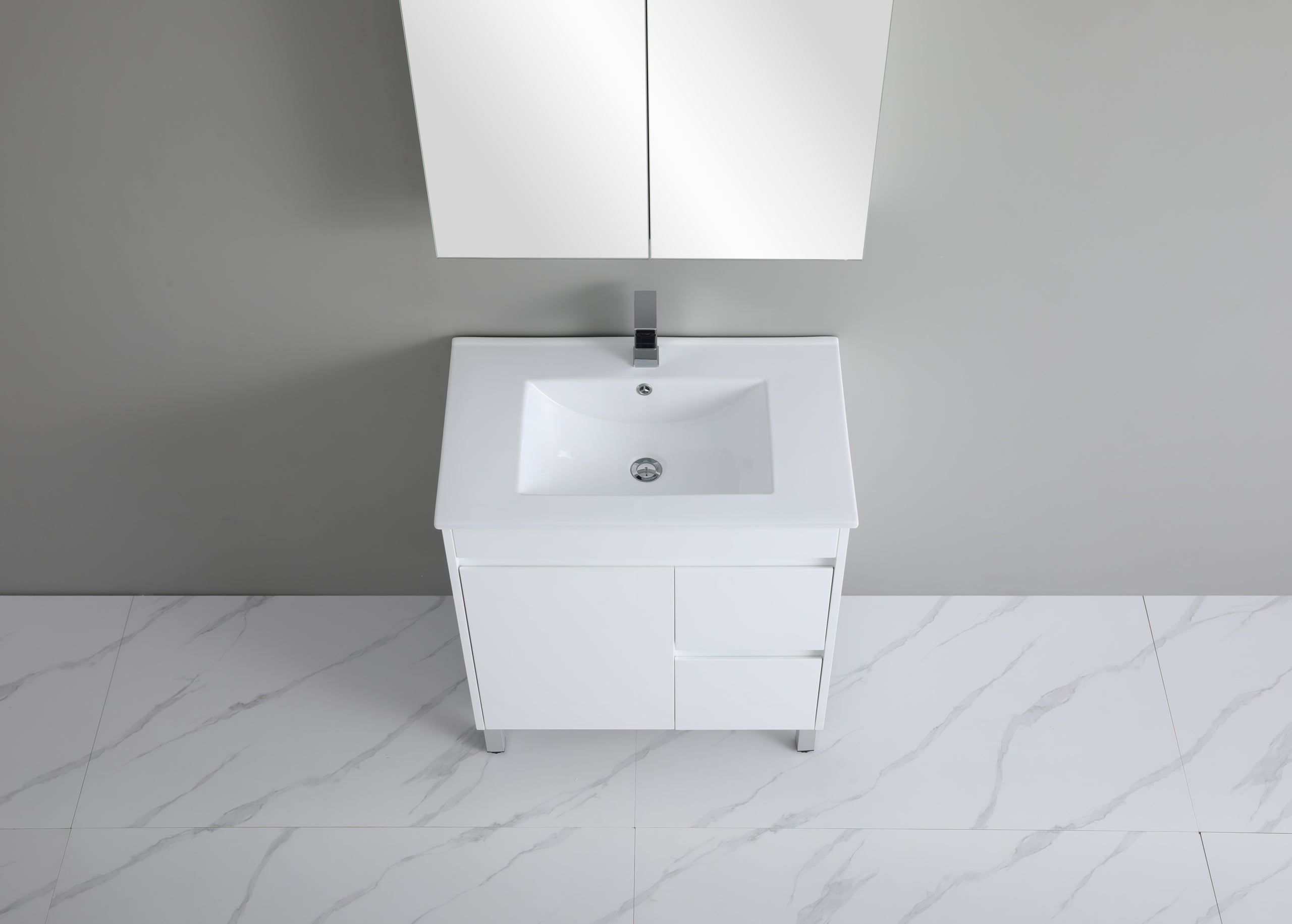 Polar 750mm PVC Freestanding Vanity Right Hand Drawers