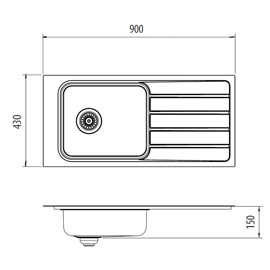 Oliveri Puro Single Bowl Care Sink with Drainer