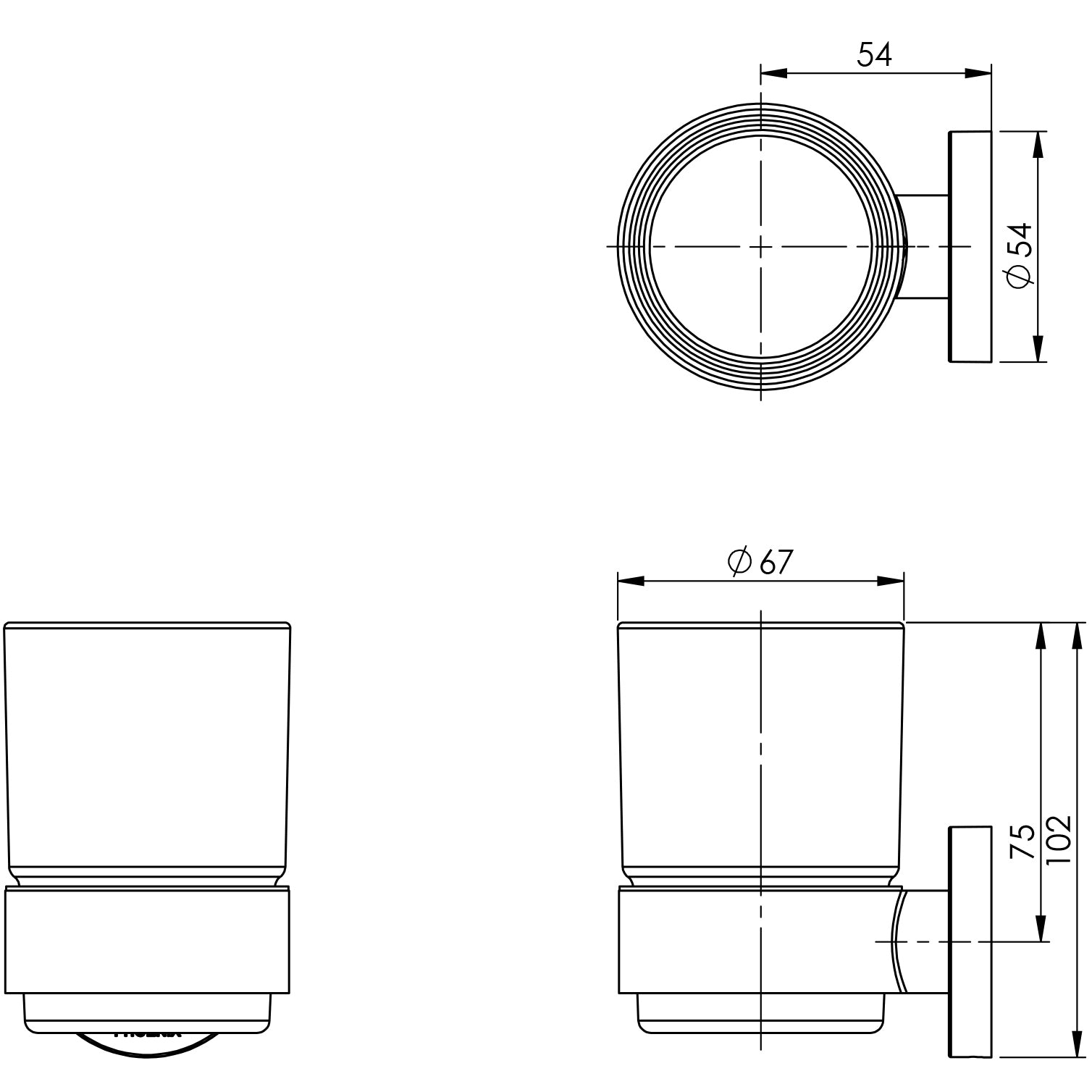 Phoenix Radii Tumbler & Holder Round Plate RA50700C