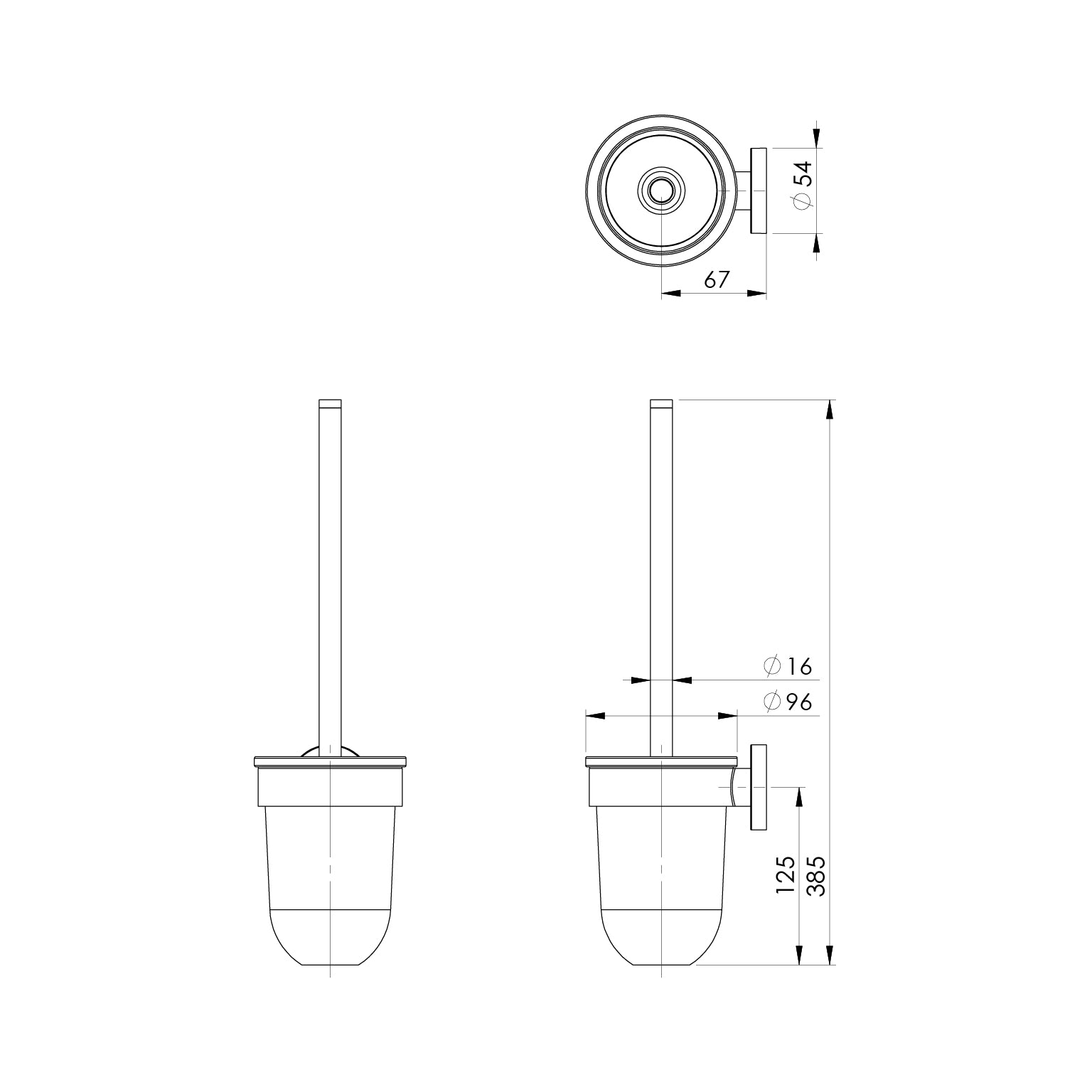 Phoenix Radii Toilet Brush & Holder Round Plate RA50800C