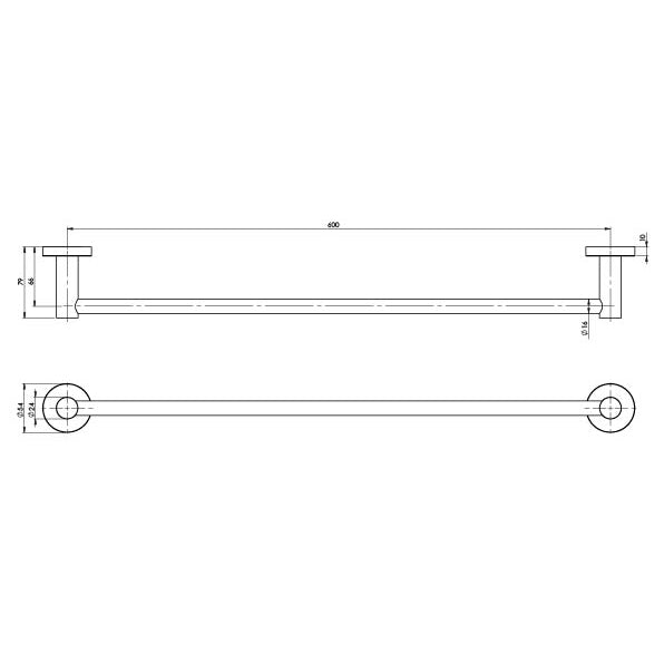 Phoenix Radii 600mm Single Towel Rail Round Plate RA804