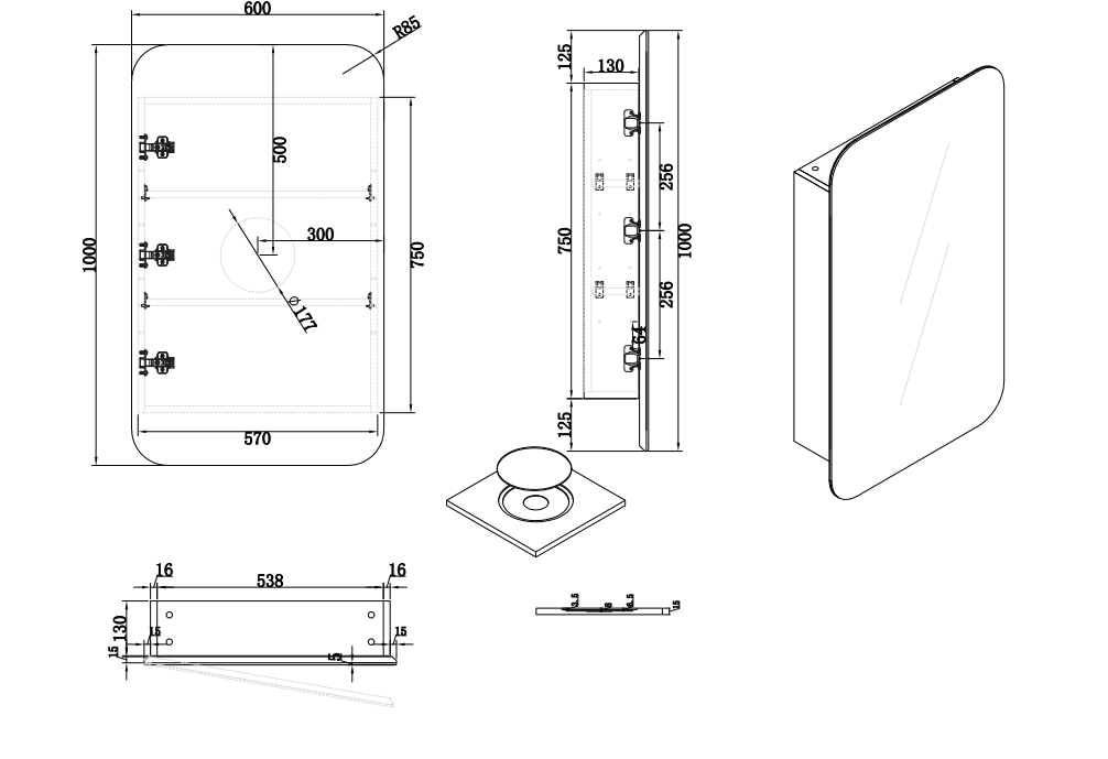 Cassa Design 600mm Rec Shaving Cabinet