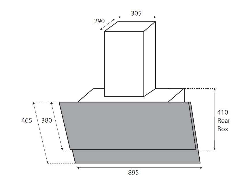 Kleenmaid 90cm Vertical Black Glass Canopy RHGV90