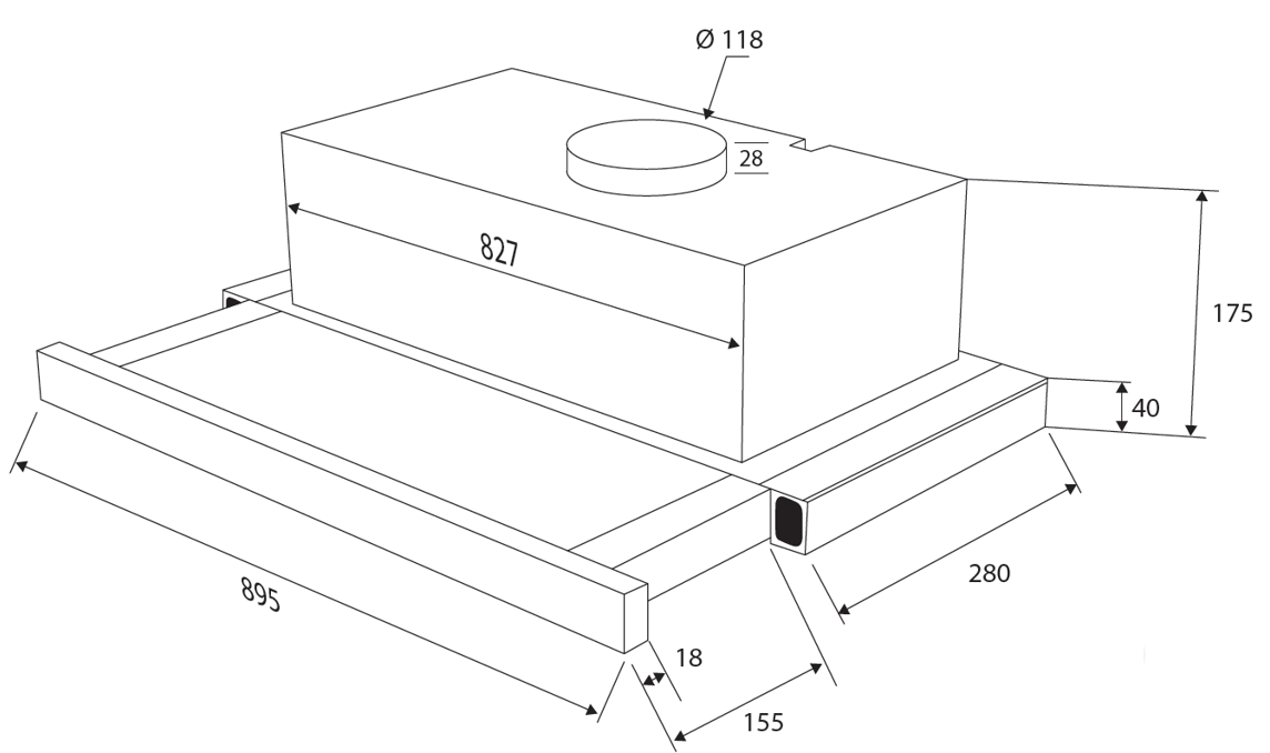 Kleenmaid 90cm Slideout Hood RHSOR91