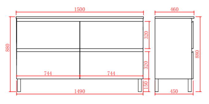 Riva 1500mm PVC Freestanding Vanity