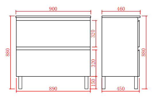 Riva 900mm PVC Freestanding Vanity