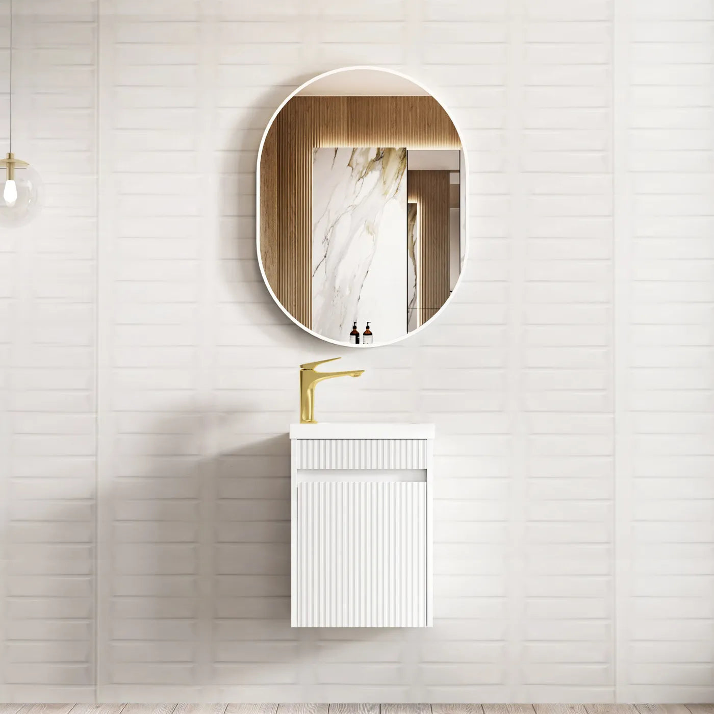 Otti Mini Ensuite Wall Hung Vanity 400mm Matte White