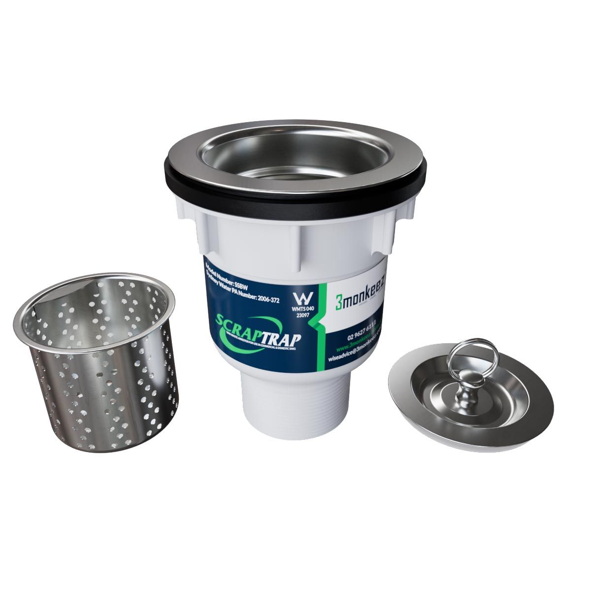 3monkeez 90MM Sink Waste Arrestor SSBW