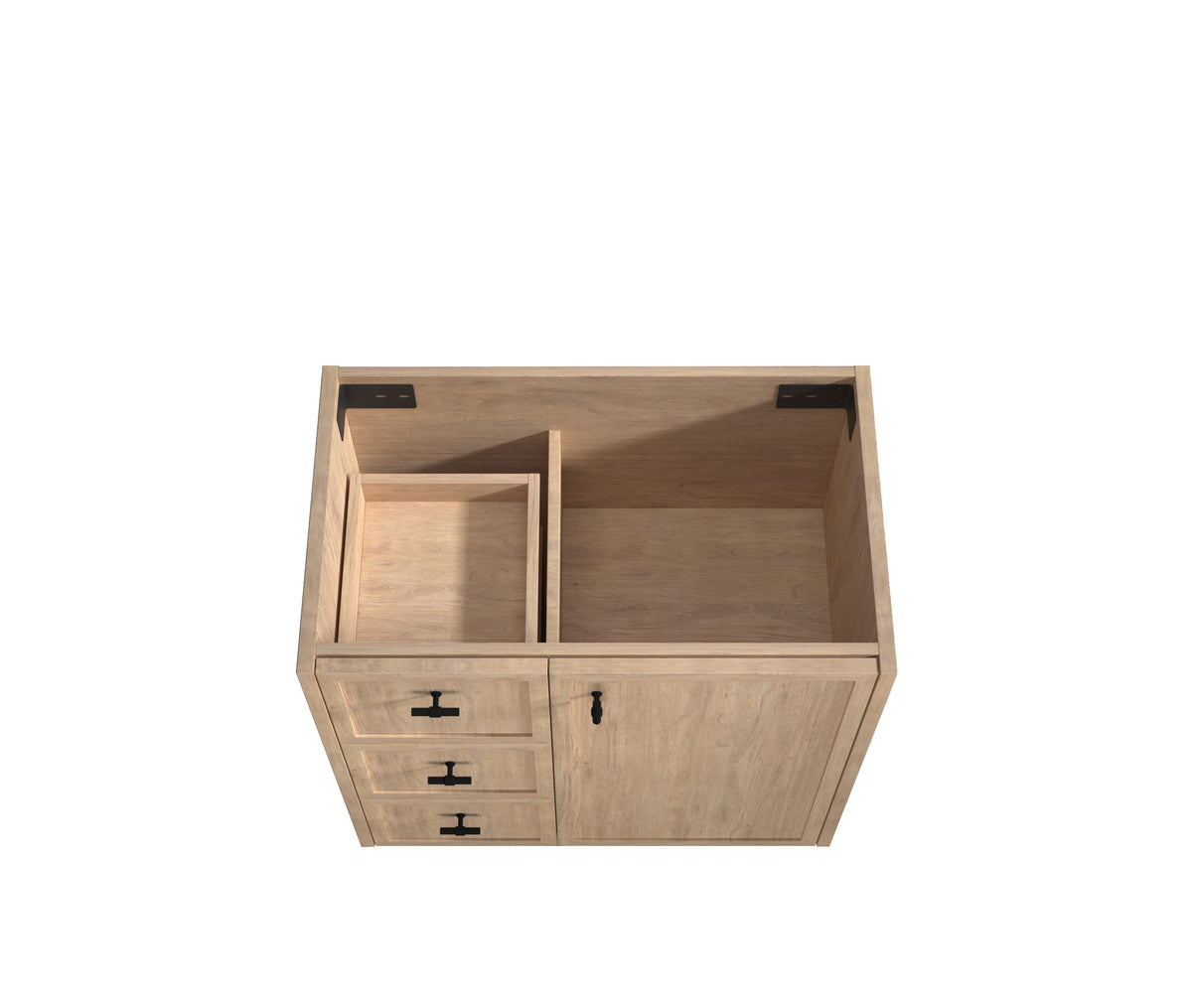 ABS 750mm Tofino Coastal Oak Shaker Vanity - Right Hand Drawers