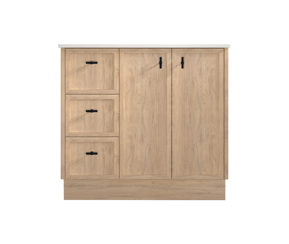 ABS 900mm Tofino Coastal Oak Shaker Vanity - Left Hand Drawers