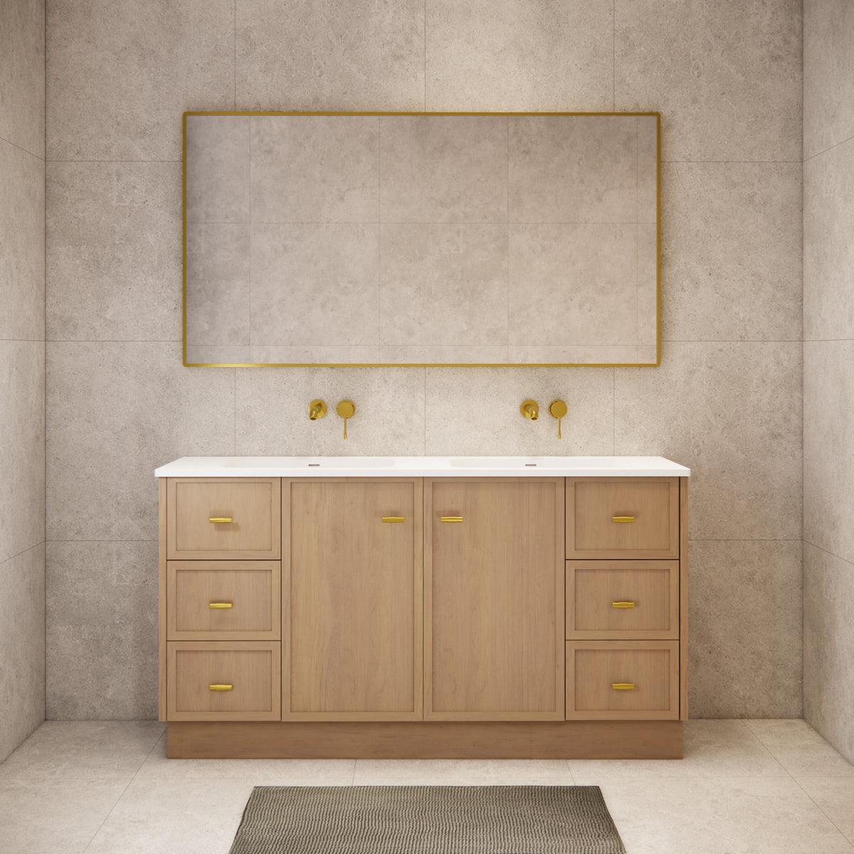 ABS 1500mm Tofino Coastal Oak Shaker Double Bowl Vanity