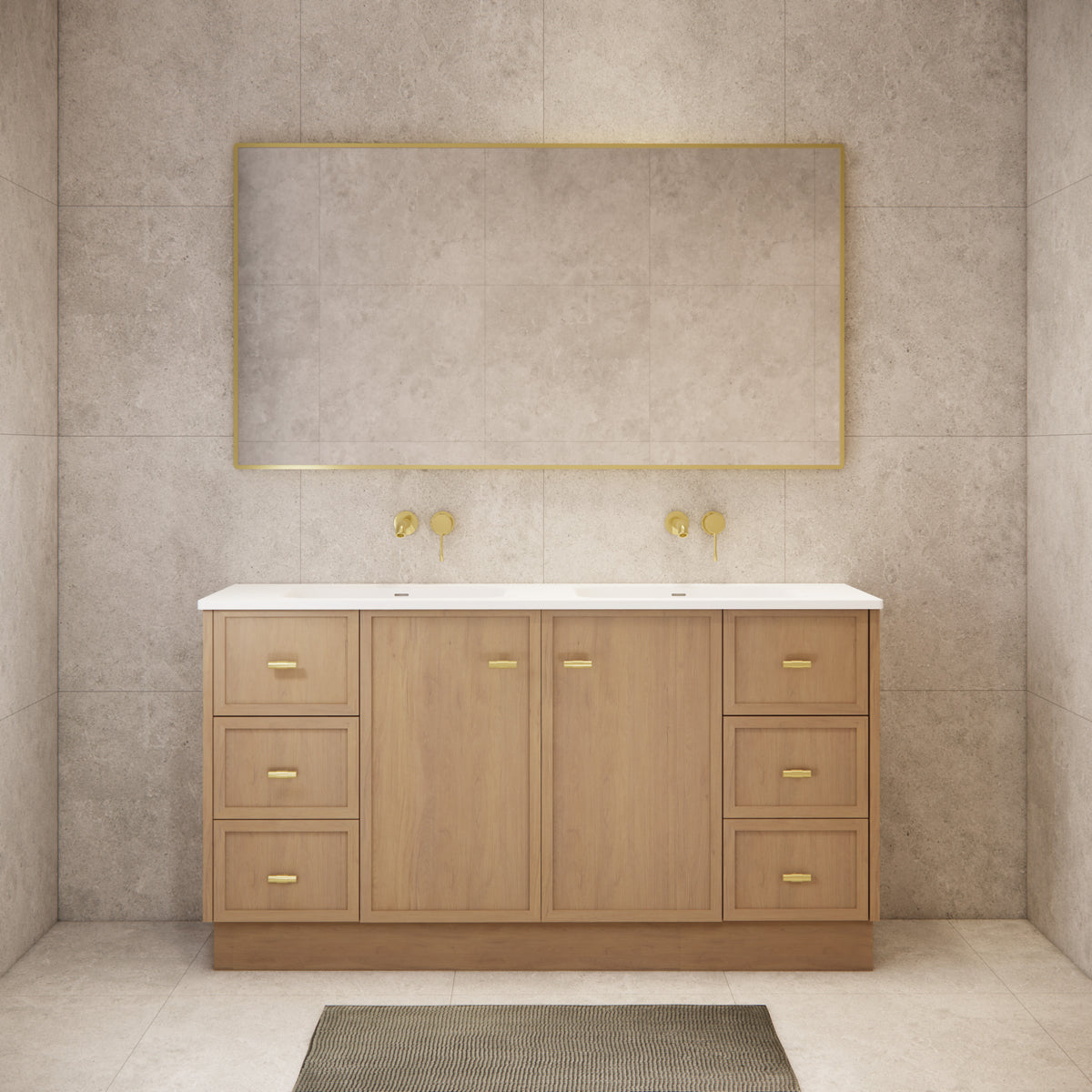 ABS 1500mm Tofino Coastal Oak Shaker Double Bowl Vanity