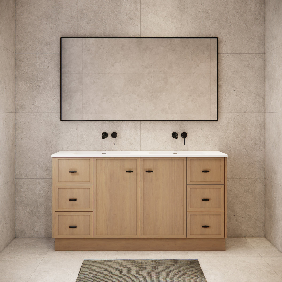 ABS 1500mm Tofino Coastal Oak Shaker Double Bowl Vanity