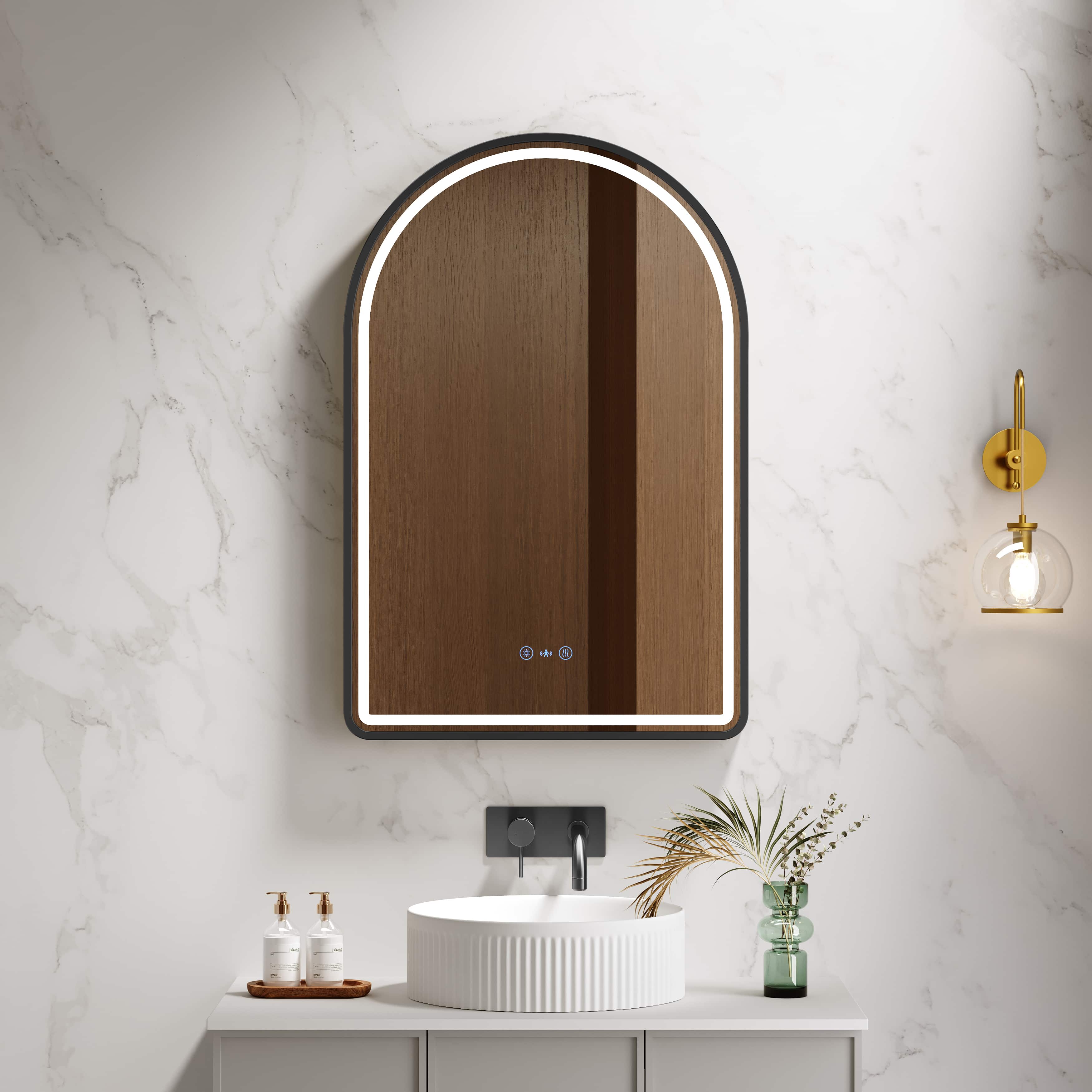Mercio Venus 600 x 900mm Arch Framed LED Mirror