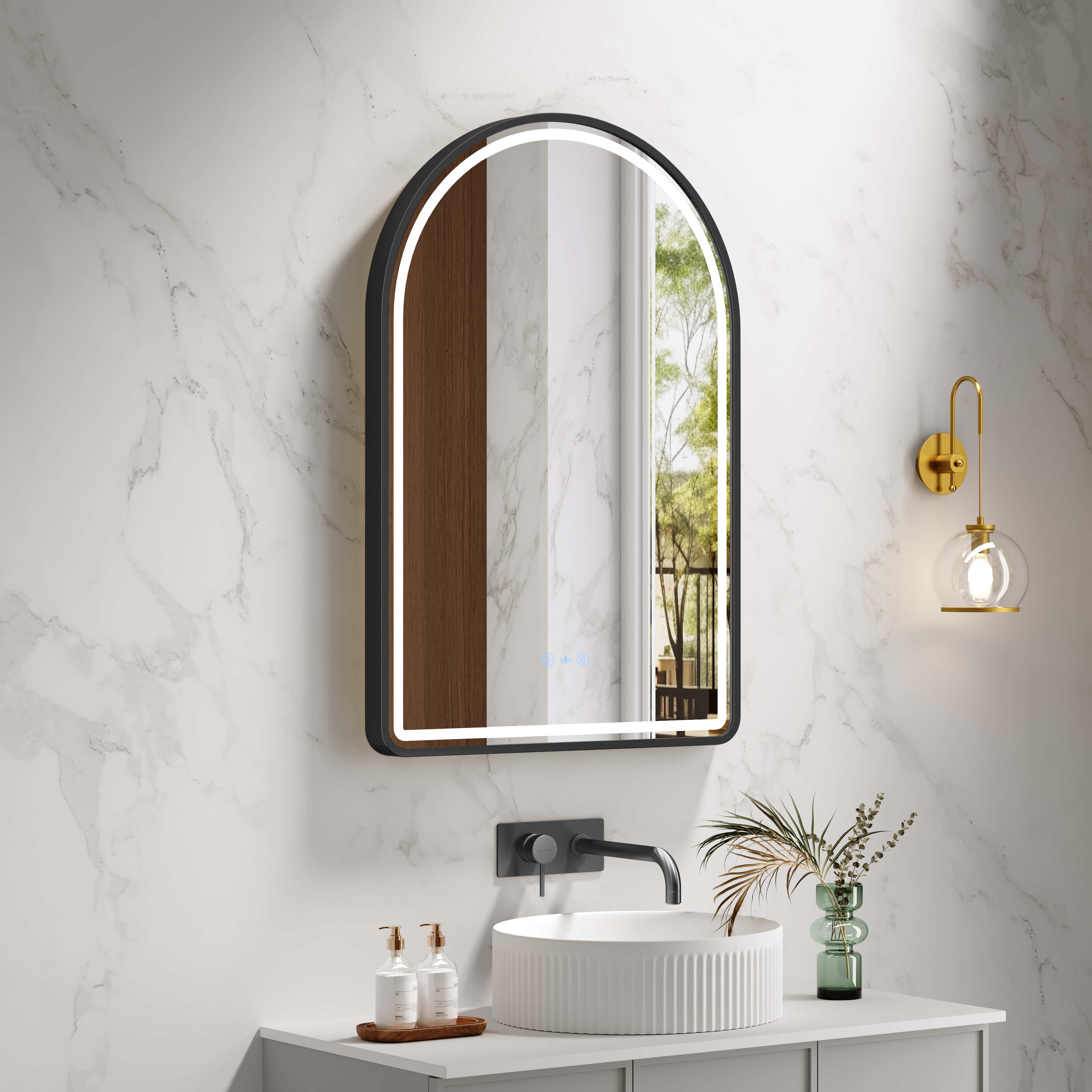 Mercio Venus 600 x 900mm Arch Framed LED Mirror