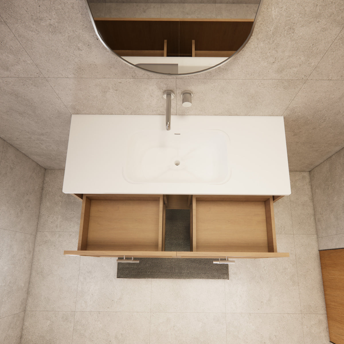 ABS 1200mm Banff Coastal Oak Shaker All-Drawer Wall Hung Vanity