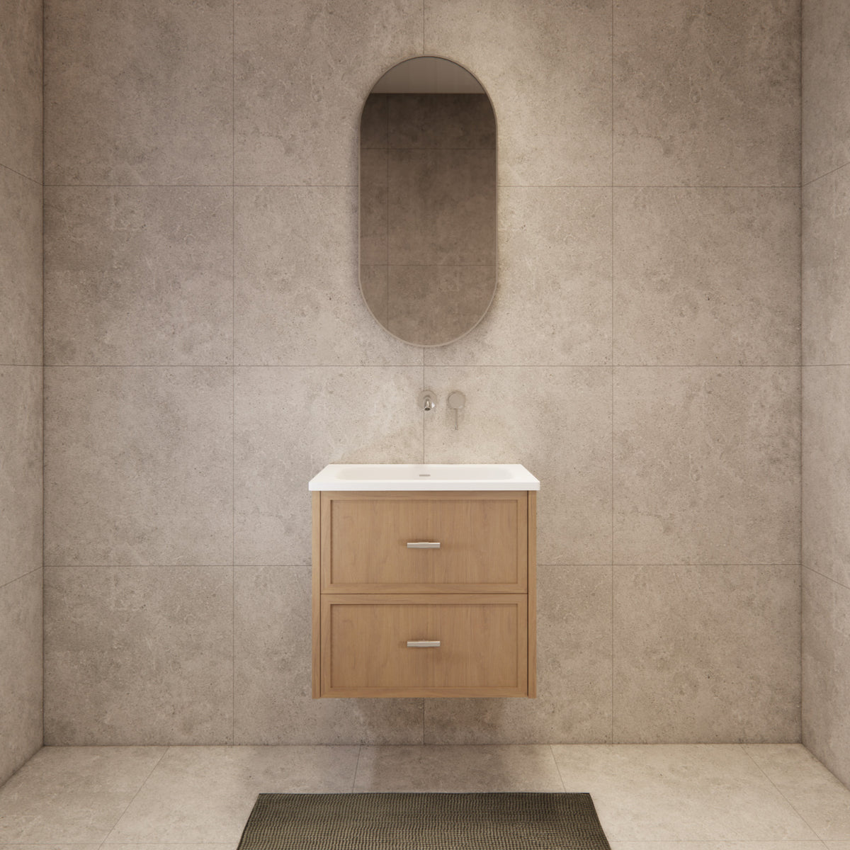 ABS 600mm Banff Coastal Oak Shaker All-Drawer Wall Hung Vanity