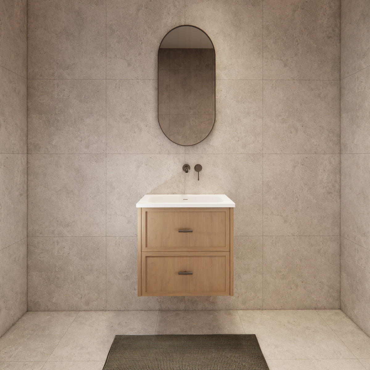 ABS 600mm Banff Coastal Oak Shaker All-Drawer Wall Hung Vanity