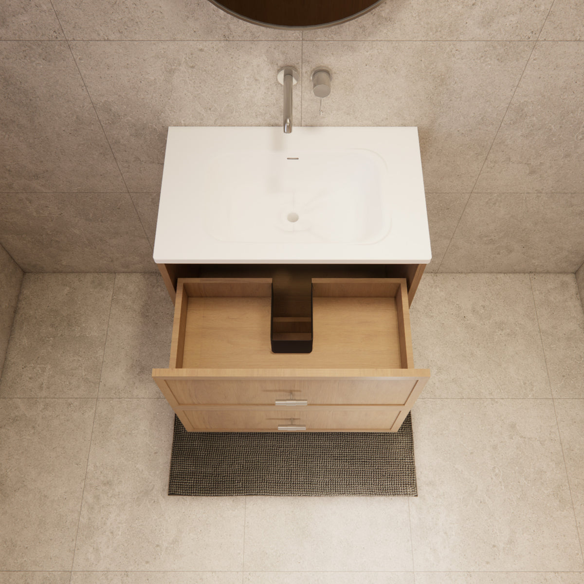 ABS 750mm Banff Coastal Oak Shaker All-Drawer Wall Hung Vanity