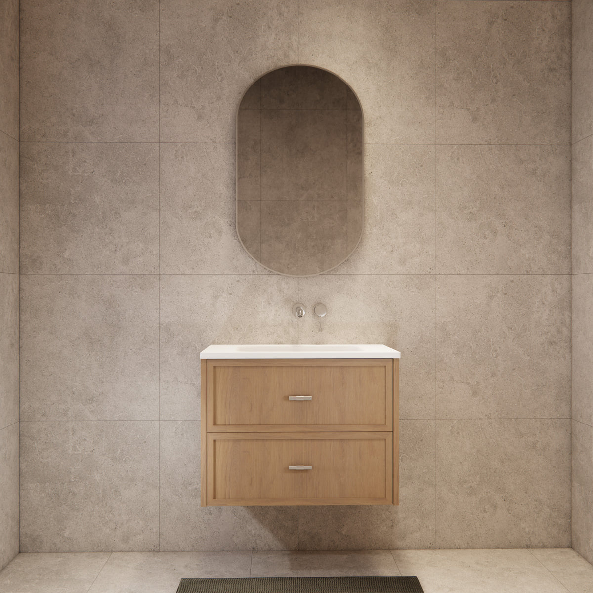 ABS 750mm Banff Coastal Oak Shaker All-Drawer Wall Hung Vanity
