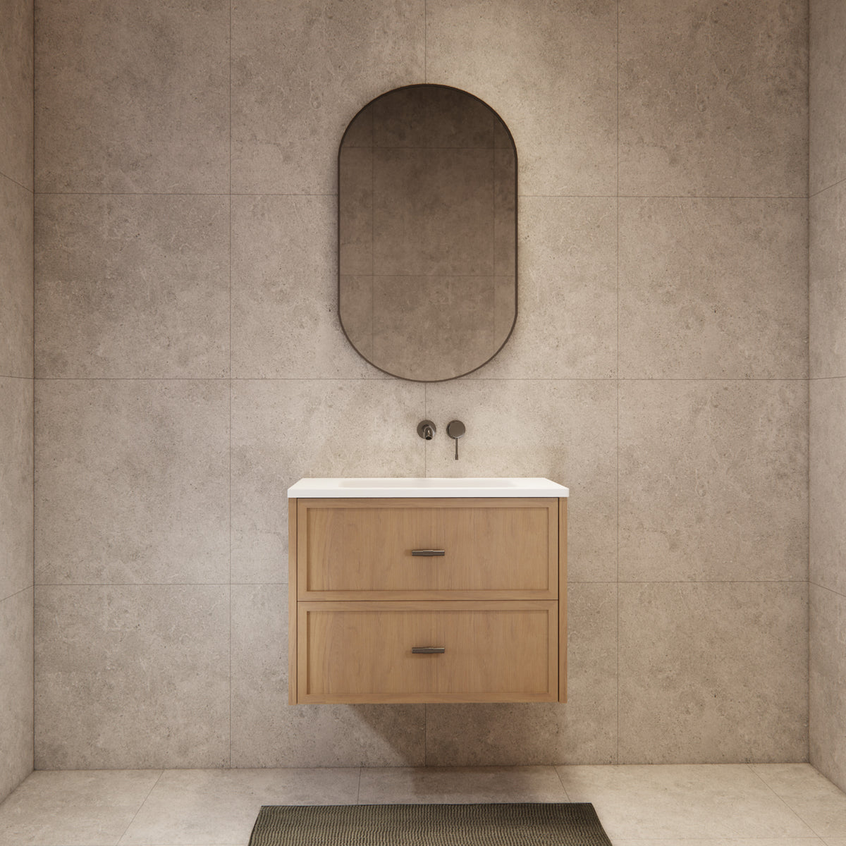 ABS 750mm Banff Coastal Oak Shaker All-Drawer Wall Hung Vanity