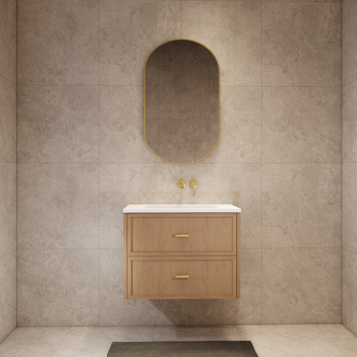 ABS 750mm Banff Coastal Oak Shaker All-Drawer Wall Hung Vanity