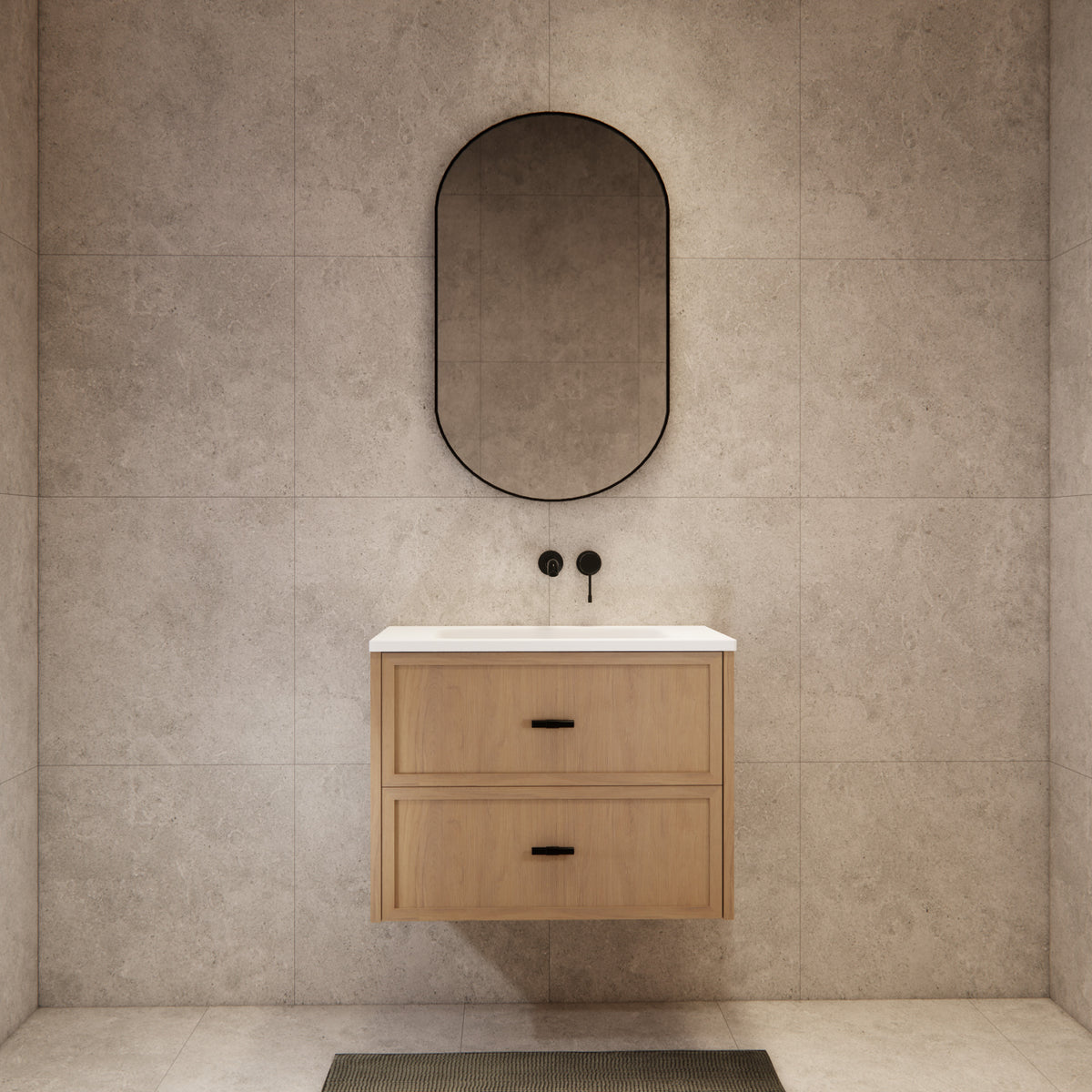 ABS 750mm Banff Coastal Oak Shaker All-Drawer Wall Hung Vanity