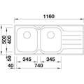 Blanco Double Bowl Single Drainer Left Hand Bowl MEDIAN8SLIFK5