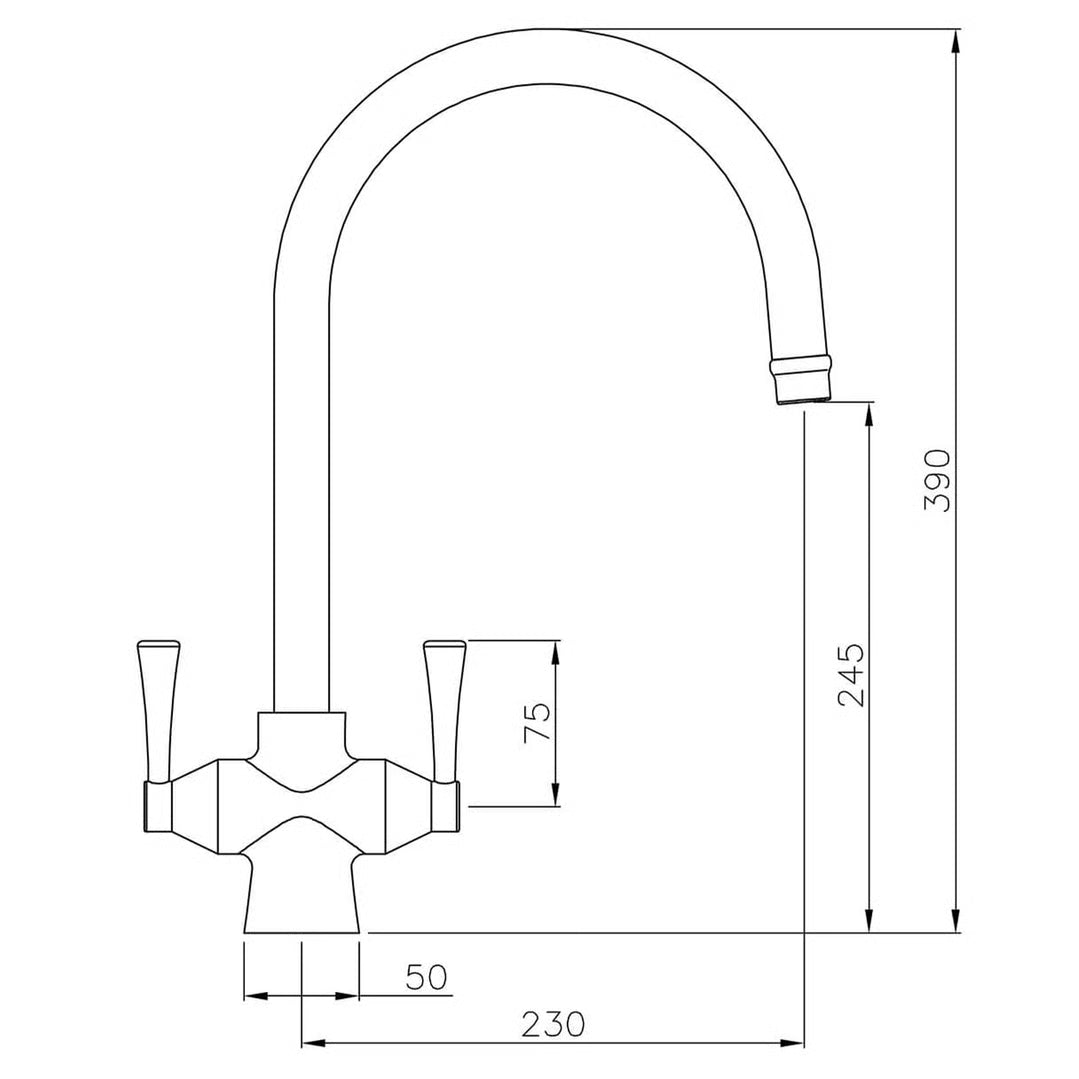 Turner Hastings Gosford Double Sink Mixer Brushed Nickel