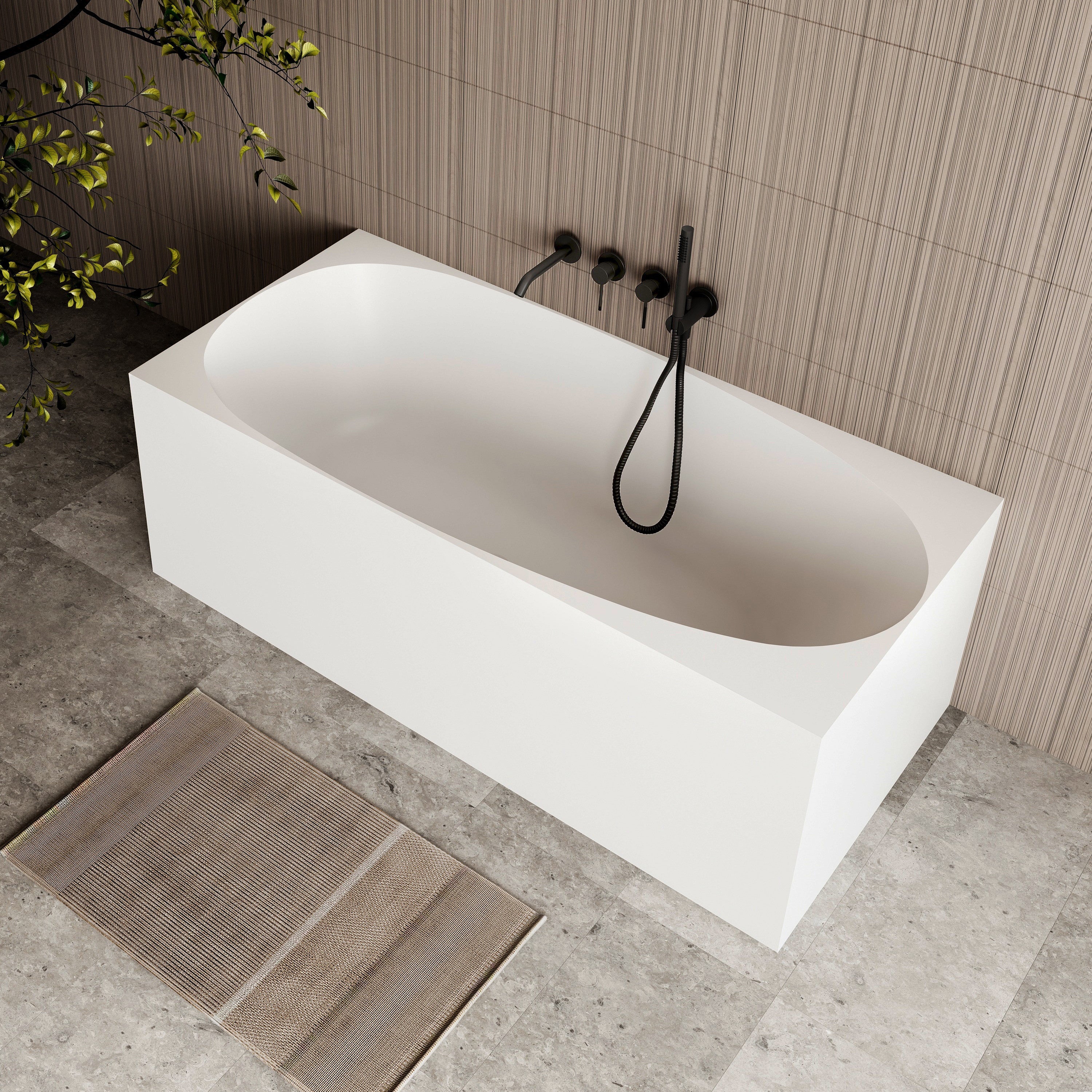 Cassa Design New Multi Square 1400mm Corner Back to Wall Bath Gloss White BT-MS1400
