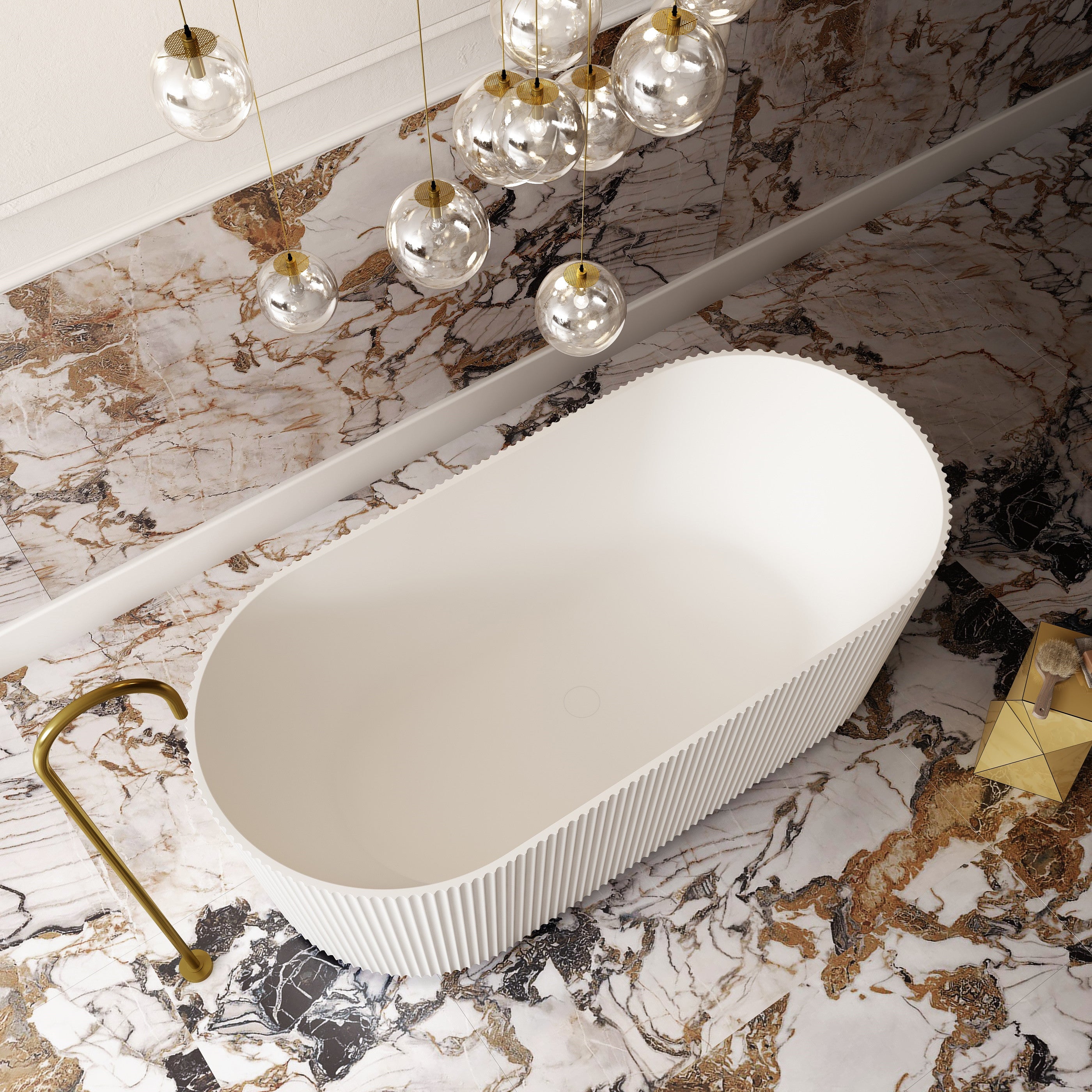 Cassa Design V-Groove 1700mm Freestanding Bath Matte White BT-VG1700