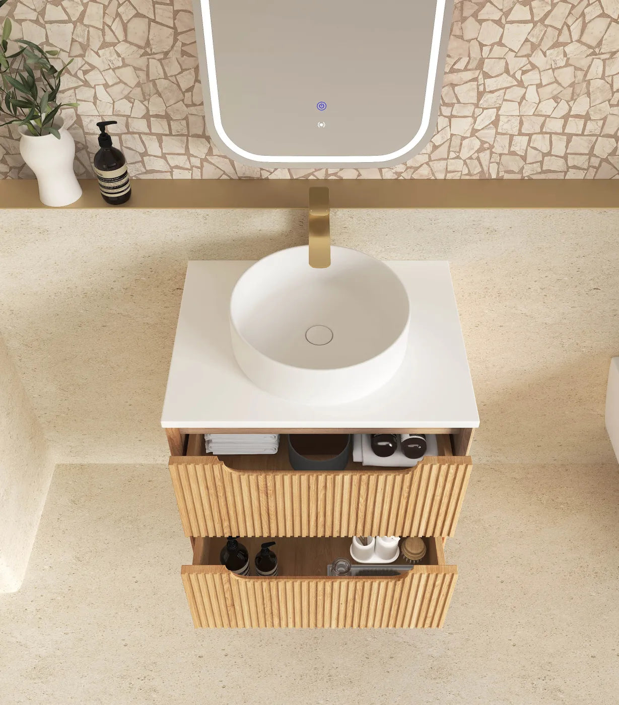 Otti Byron Fluted 600mm Woodland Oak Vanity
