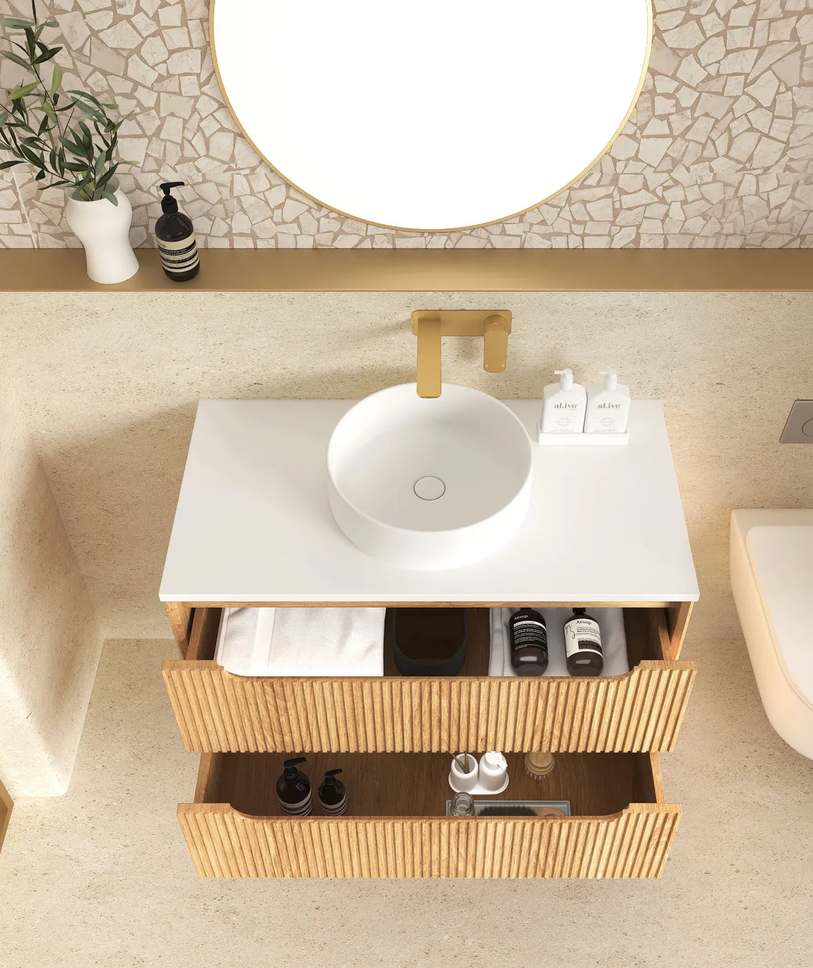 Otti Byron Fluted 750mm Woodland Oak Vanity