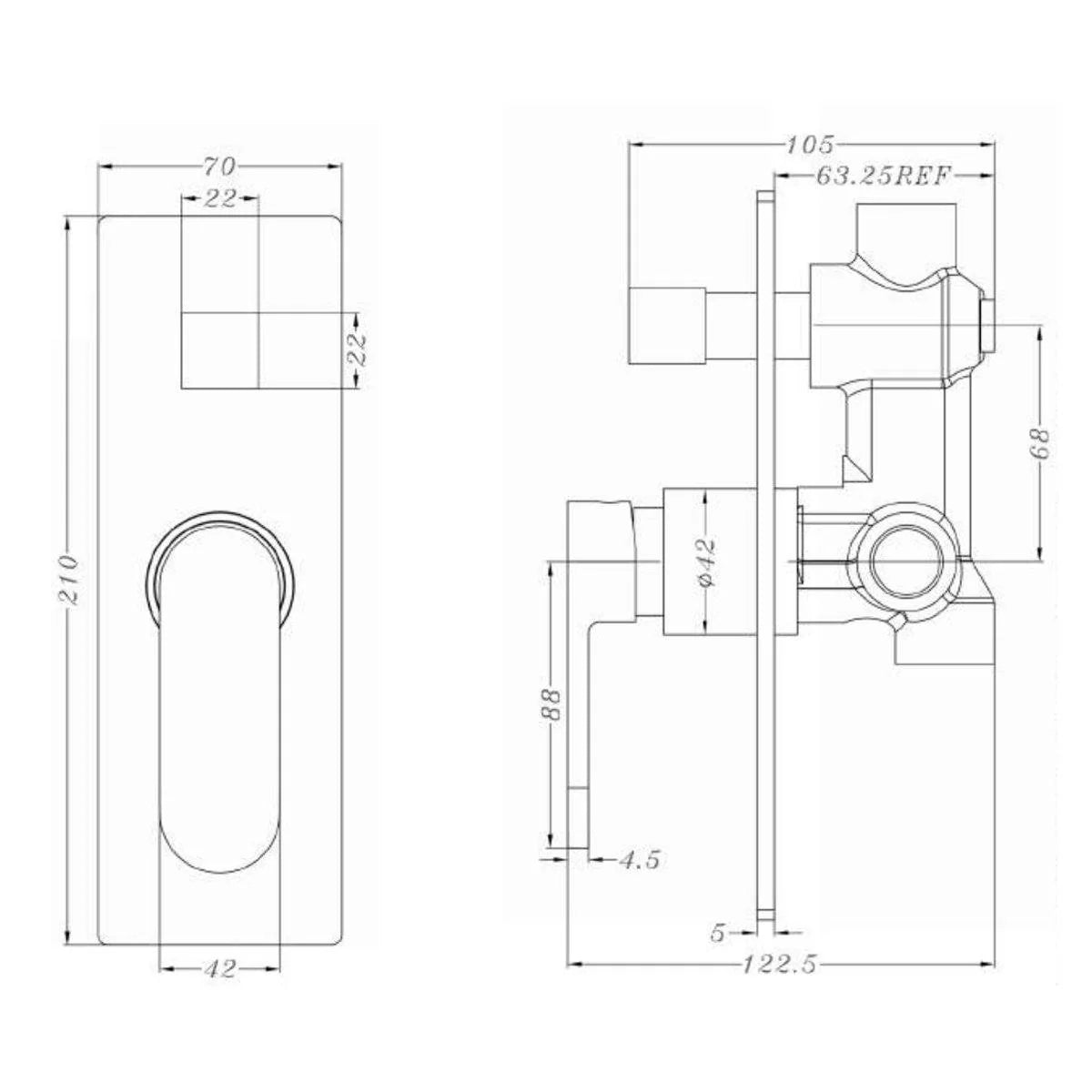 Nero Ecco Shower Mixer Diverter YSW3013-09a