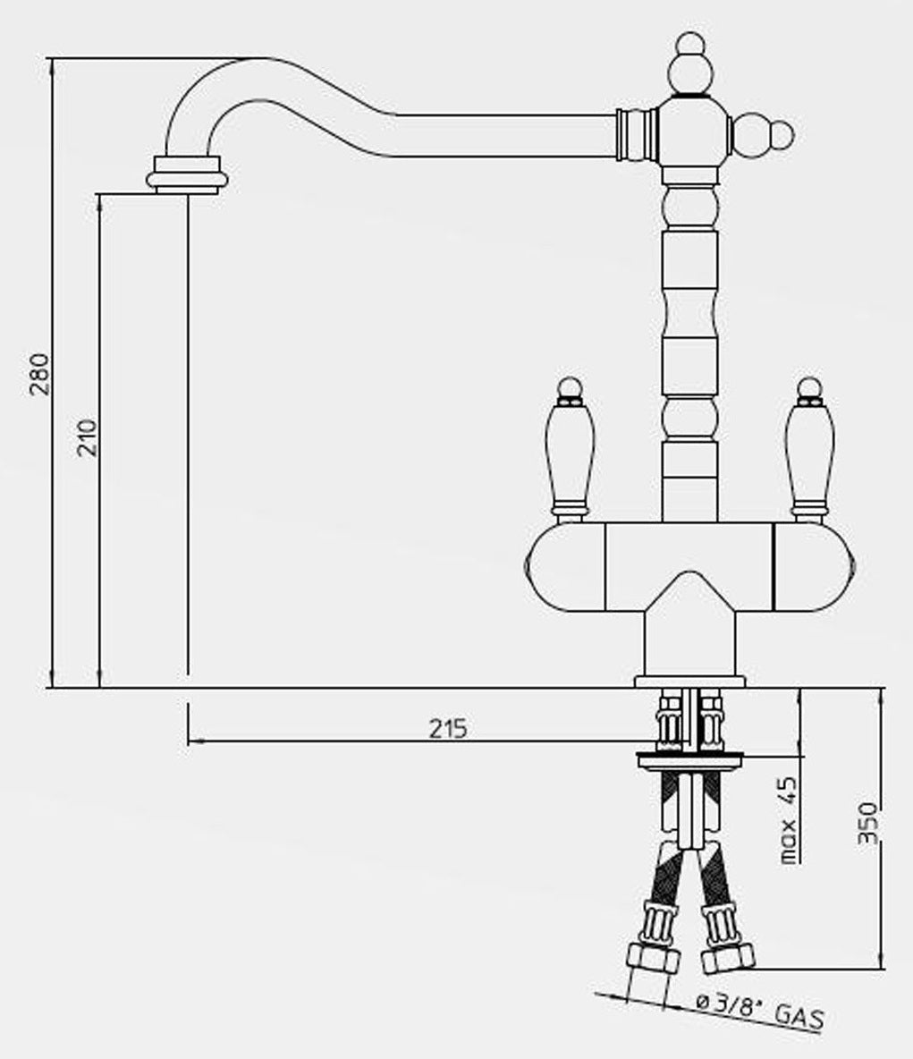 Turner Hastings Francès Twin Mixer Sink Mixer Antique Brass 18117BR