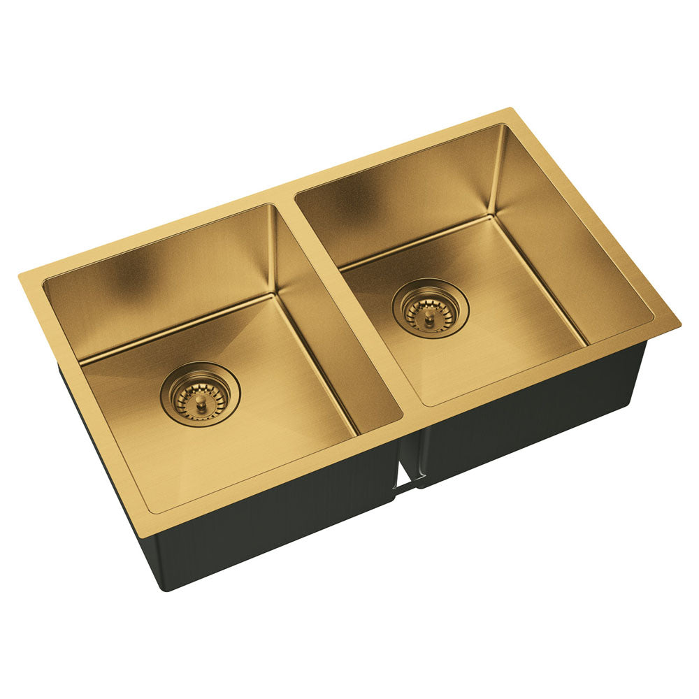 Fienza Hana 27/27L Rugged Brass Stainless Steel Double Bowl Sink 68403RB