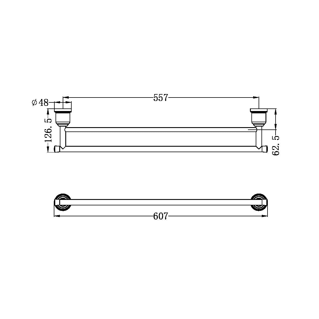 Nero York 600mm Double Towel Rail NR6924d