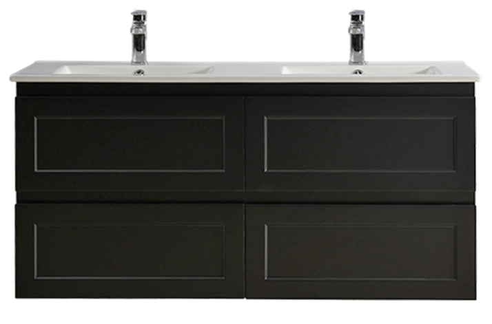 Fremantle 1200mm PVC Double Bowl Wall Hung Vanity Matte Black