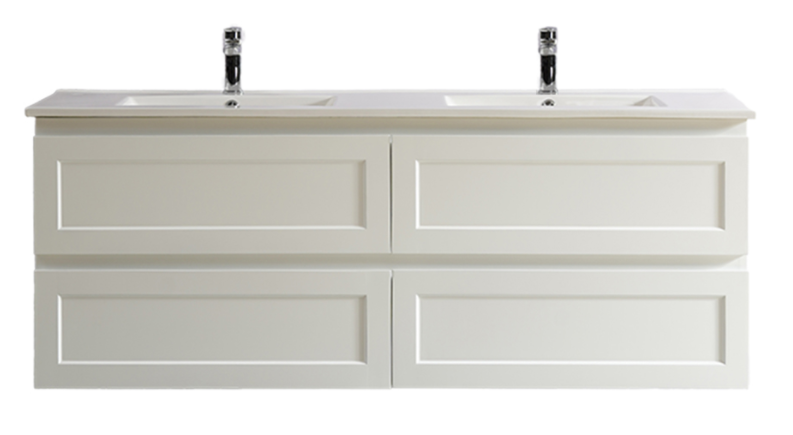 Fremantle 1500mm PVC Double Bowl Wall Hung Vanity Matte White