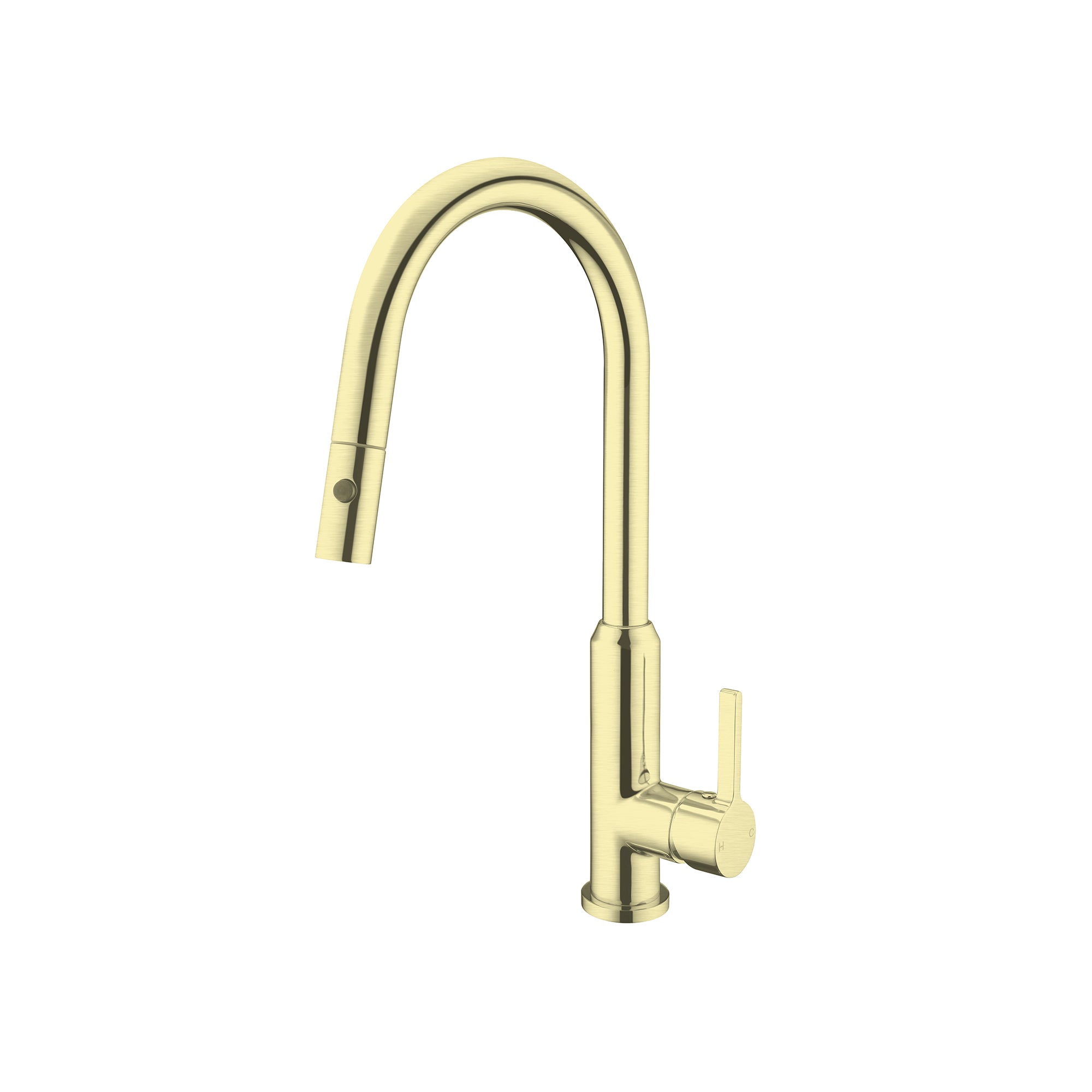 Nero Pearl Gooseneck Pullout Sink Mixer with Vegie Spray Brushed Gold NR231708BG