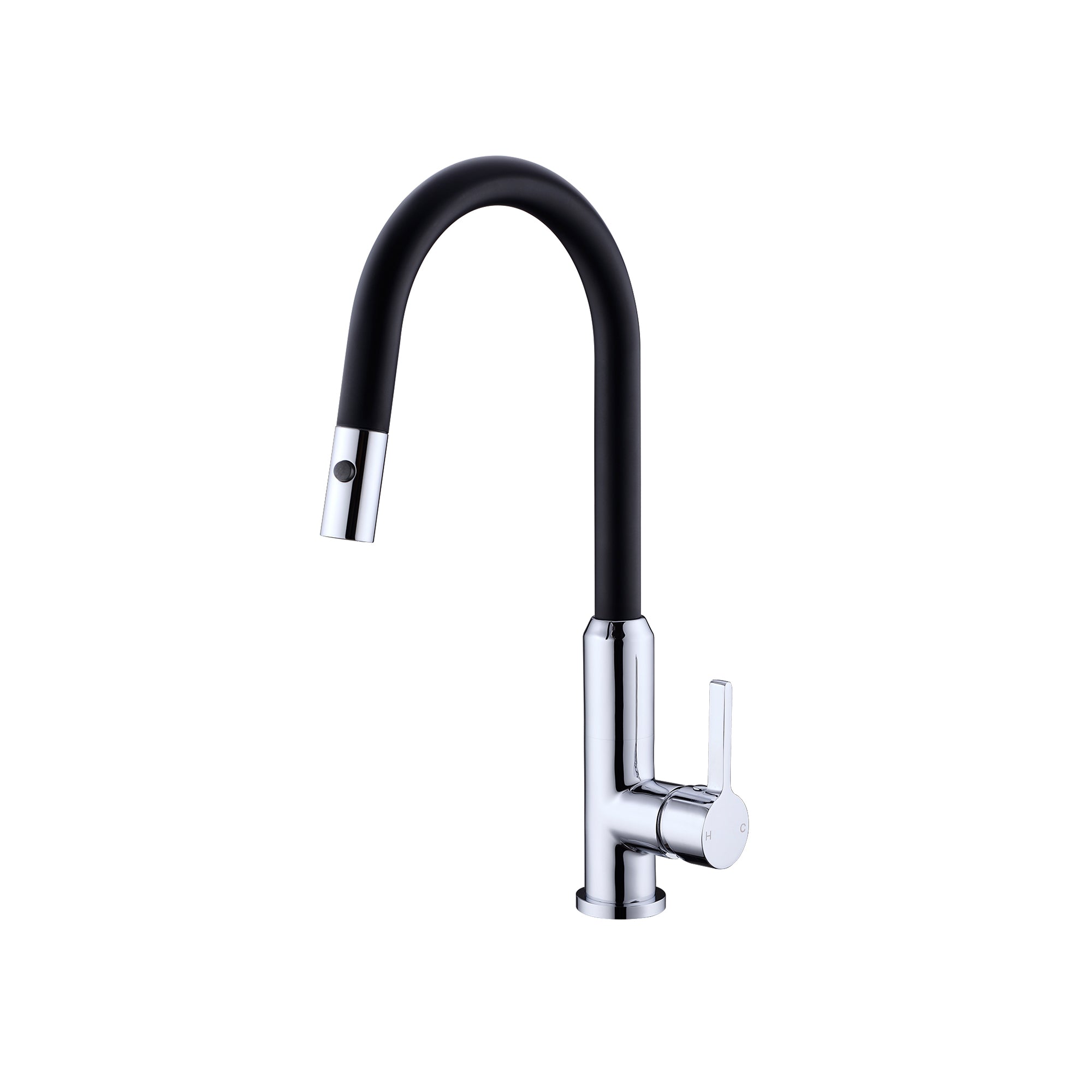 Nero Pearl Gooseneck Pullout Sink Mixer with Vegie Spray Chrome & Matte Black NR231708MB